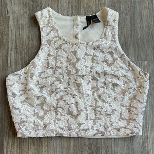 Fun & Flirt lace and sequin crop top